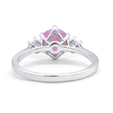 Three Stone Wedding Ring Round Simulated Cubic Zirconia 925 Sterling Silver