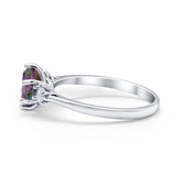 Three Stone Wedding Ring Round Simulated Cubic Zirconia 925 Sterling Silver