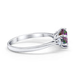 Three Stone Wedding Ring Round Simulated Cubic Zirconia 925 Sterling Silver