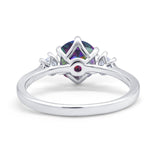 Three Stone Wedding Ring Round Simulated Cubic Zirconia 925 Sterling Silver