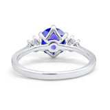 Three Stone Wedding Ring Round Simulated Cubic Zirconia 925 Sterling Silver
