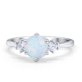 Three Stone Wedding Ring Round Simulated Cubic Zirconia 925 Sterling Silver
