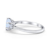 Three Stone Wedding Ring Round Simulated Cubic Zirconia 925 Sterling Silver