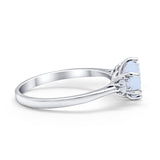 Three Stone Wedding Ring Round Simulated Cubic Zirconia 925 Sterling Silver