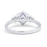 Three Stone Wedding Ring Round Simulated Cubic Zirconia 925 Sterling Silver
