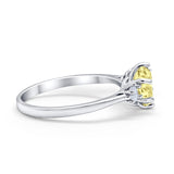 Three Stone Wedding Ring Round Simulated Cubic Zirconia 925 Sterling Silver