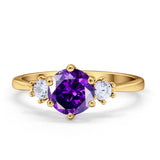 Three Stone Wedding Ring Round Simulated Cubic Zirconia 925 Sterling Silver