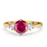Three Stone Wedding Ring Round Simulated Cubic Zirconia 925 Sterling Silver