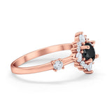 Art Deco Wedding Ring Round Simulated Cubic Zirconia 925 Sterling Silver
