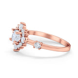 Art Deco Wedding Ring Round Simulated Cubic Zirconia 925 Sterling Silver