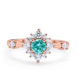 Art Deco Wedding Ring Round Simulated Cubic Zirconia 925 Sterling Silver