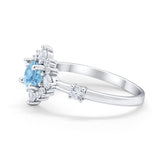 Art Deco Wedding Ring Round Simulated Cubic Zirconia 925 Sterling Silver