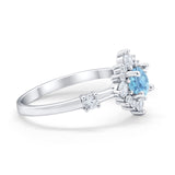 Art Deco Wedding Ring Round Simulated Cubic Zirconia 925 Sterling Silver