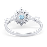 Art Deco Wedding Ring Round Simulated Cubic Zirconia 925 Sterling Silver