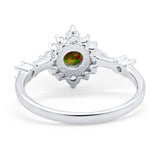 Art Deco Wedding Ring Round Simulated Cubic Zirconia 925 Sterling Silver