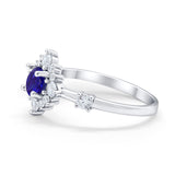 Art Deco Wedding Ring Round Simulated Cubic Zirconia 925 Sterling Silver