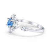 Art Deco Wedding Ring Round Simulated Cubic Zirconia 925 Sterling Silver