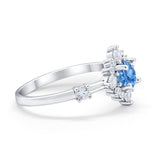 Art Deco Wedding Ring Round Simulated Cubic Zirconia 925 Sterling Silver