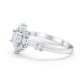 Art Deco Wedding Ring Round Simulated Cubic Zirconia 925 Sterling Silver