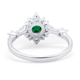 Art Deco Wedding Ring Round Simulated Cubic Zirconia 925 Sterling Silver