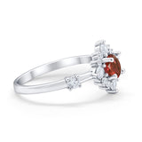 Art Deco Wedding Ring Round Simulated Cubic Zirconia 925 Sterling Silver