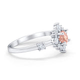 Art Deco Wedding Ring Round Simulated Cubic Zirconia 925 Sterling Silver