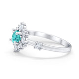 Art Deco Wedding Ring Round Simulated Cubic Zirconia 925 Sterling Silver