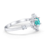 Art Deco Wedding Ring Round Simulated Cubic Zirconia 925 Sterling Silver