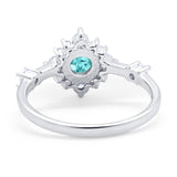 Art Deco Wedding Ring Round Simulated Cubic Zirconia 925 Sterling Silver