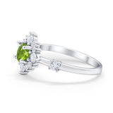 Art Deco Wedding Ring Round Simulated Cubic Zirconia 925 Sterling Silver