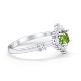 Art Deco Wedding Ring Round Simulated Cubic Zirconia 925 Sterling Silver