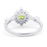 Art Deco Wedding Ring Round Simulated Cubic Zirconia 925 Sterling Silver