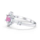 Art Deco Wedding Ring Round Simulated Cubic Zirconia 925 Sterling Silver