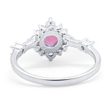 Art Deco Wedding Ring Round Simulated Cubic Zirconia 925 Sterling Silver