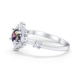 Art Deco Wedding Ring Round Simulated Cubic Zirconia 925 Sterling Silver