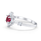 Art Deco Wedding Ring Round Simulated Cubic Zirconia 925 Sterling Silver