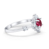 Art Deco Wedding Ring Round Simulated Cubic Zirconia 925 Sterling Silver