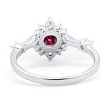 Art Deco Wedding Ring Round Simulated Cubic Zirconia 925 Sterling Silver