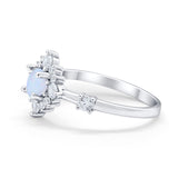 Art Deco Wedding Ring Round Simulated Cubic Zirconia 925 Sterling Silver