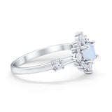 Art Deco Wedding Ring Round Simulated Cubic Zirconia 925 Sterling Silver
