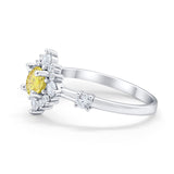 Art Deco Wedding Ring Round Simulated Cubic Zirconia 925 Sterling Silver