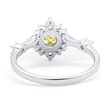 Art Deco Wedding Ring Round Simulated Cubic Zirconia 925 Sterling Silver