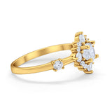 Art Deco Wedding Ring Round Simulated Cubic Zirconia 925 Sterling Silver