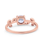 Art Deco Wedding Ring Dainty Round Simulated Cubic Zirconia 925 Sterling Silver