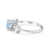 Art Deco Wedding Ring Dainty Round Simulated Cubic Zirconia 925 Sterling Silver