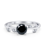 Art Deco Wedding Ring Dainty Round Simulated Cubic Zirconia 925 Sterling Silver