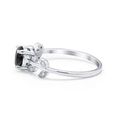 Art Deco Wedding Ring Dainty Round Simulated Cubic Zirconia 925 Sterling Silver