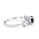 Art Deco Wedding Ring Dainty Round Simulated Cubic Zirconia 925 Sterling Silver