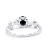 Art Deco Wedding Ring Dainty Round Simulated Cubic Zirconia 925 Sterling Silver