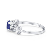 Art Deco Wedding Ring Dainty Round Simulated Cubic Zirconia 925 Sterling Silver